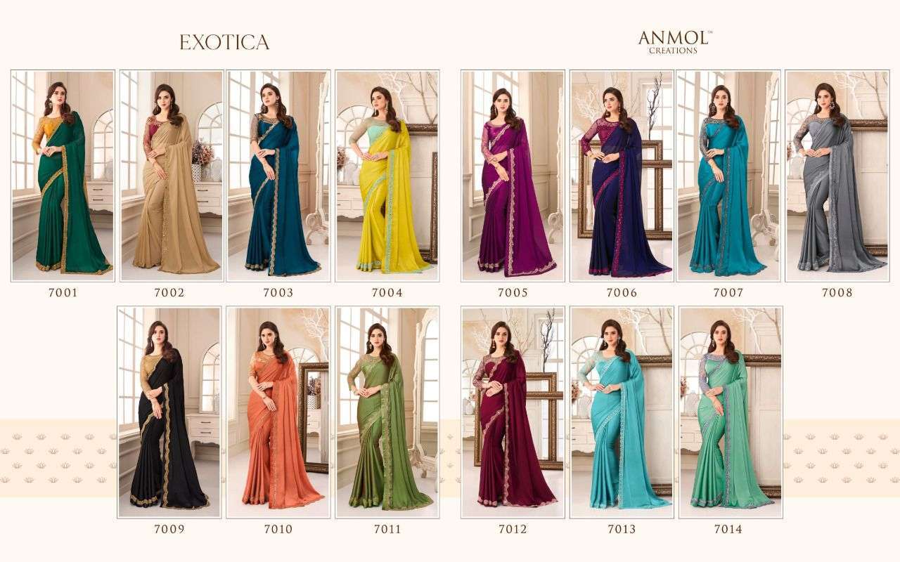 Anmol creations exotique fancy fabric with embroidery work partywear sarees at wholesale Rate 