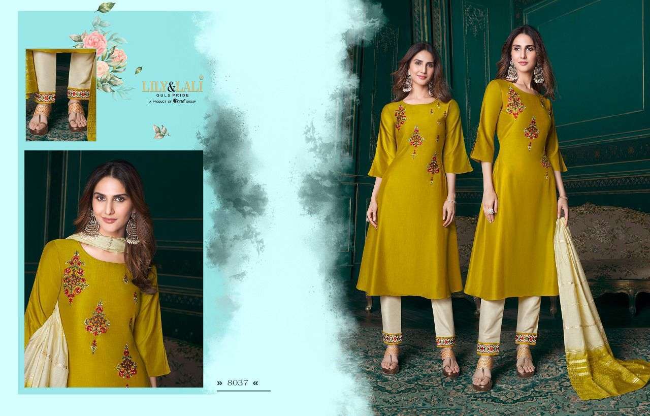 Lily & lali meera muslin with embroidery work readymade suits at wholesale Rate 