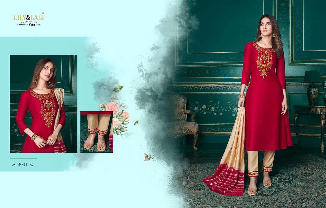 Lily & lali meera muslin with embroidery work readymade suits at wholesale Rate 