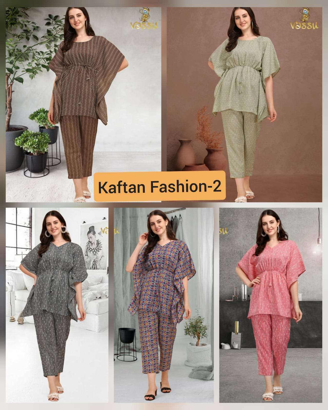 Vassu Kaftan Fashion Vol 2 Printed Cotton Readymade Kaftan With Pants ...