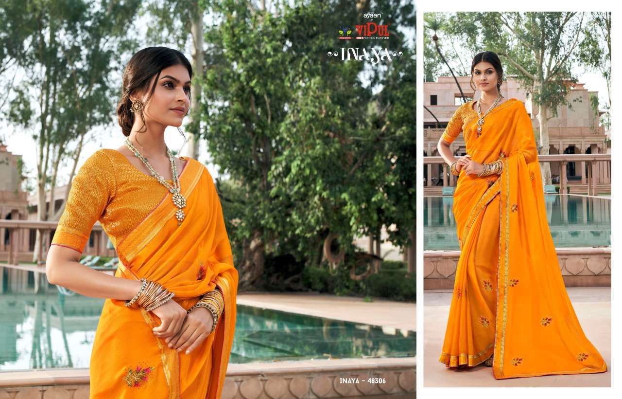 Vipul fashion inaya chiffon designer sarees collection surat 