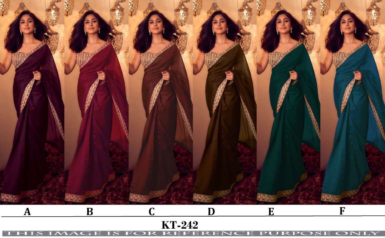 KT 242 Vichitra Silk With Fancy Embroidery Work Border Saree Collection