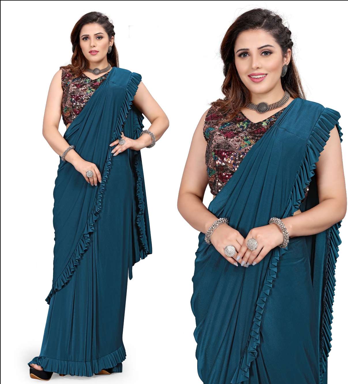 Pre Stitched Sarees With Fancy Stitched Blouse Party Wear Sarees