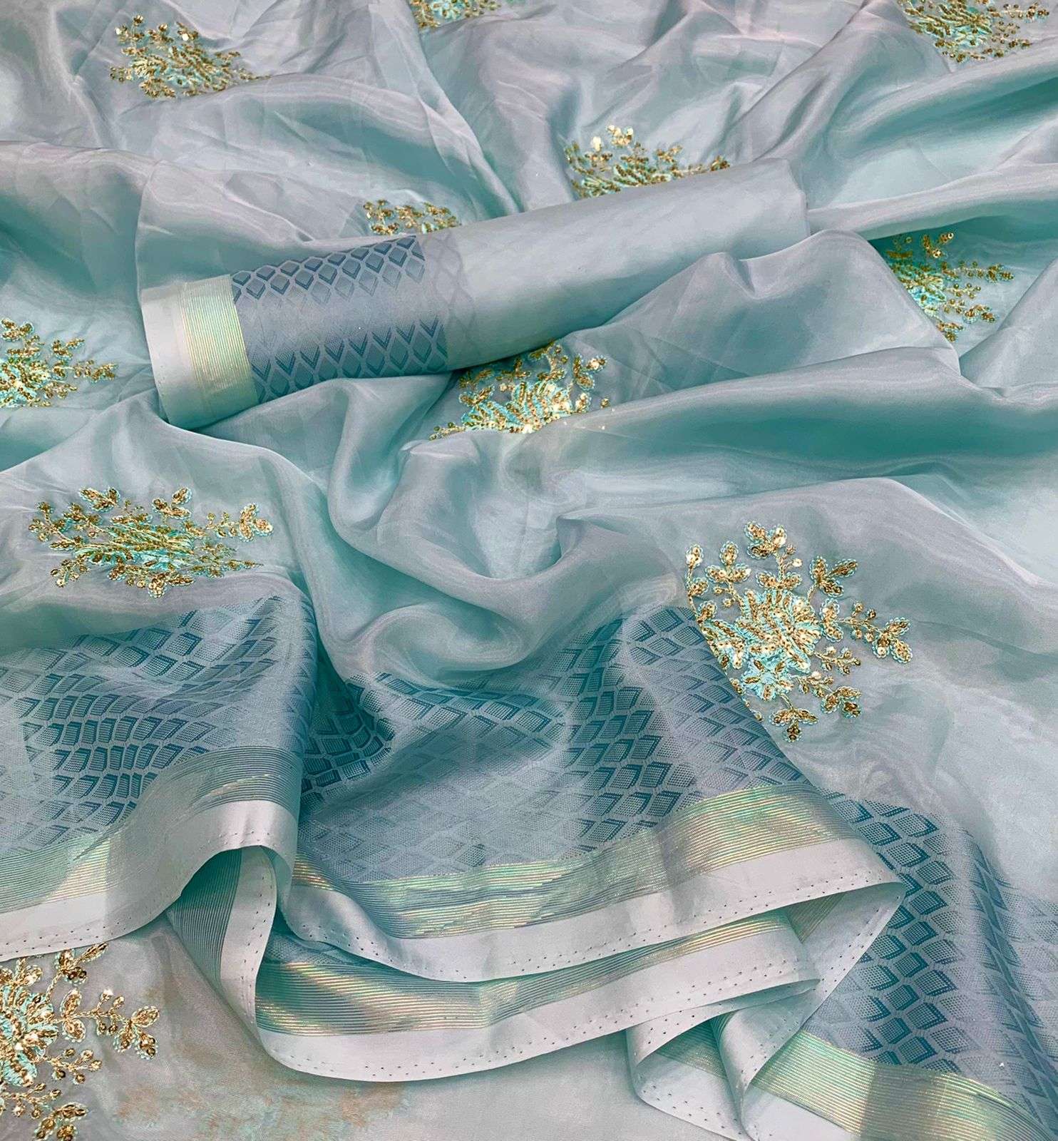 Raanjana Soft Organza Silk With Fancy Thread Work Saree Collection