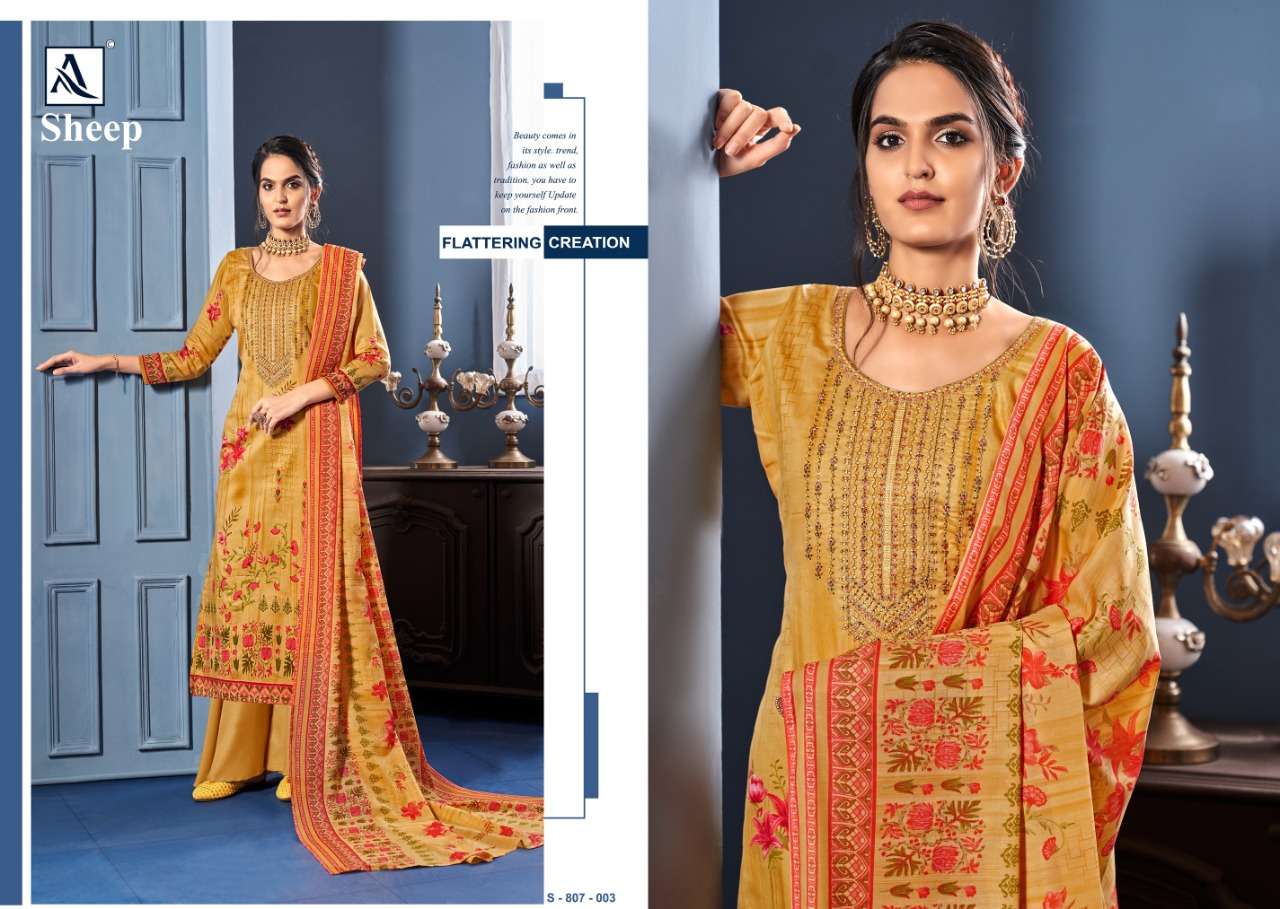 ALOK SUITS SHEEP LATEST CATALOG OF ZAM FABRIC WITH DIGITAL PRINT