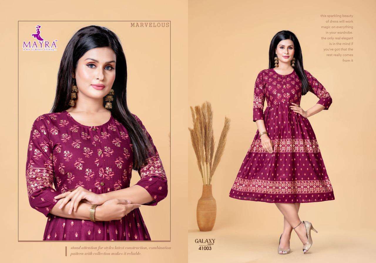 Mayra Galaxy vol 2 Rayon With Gold Print Kurti Collection