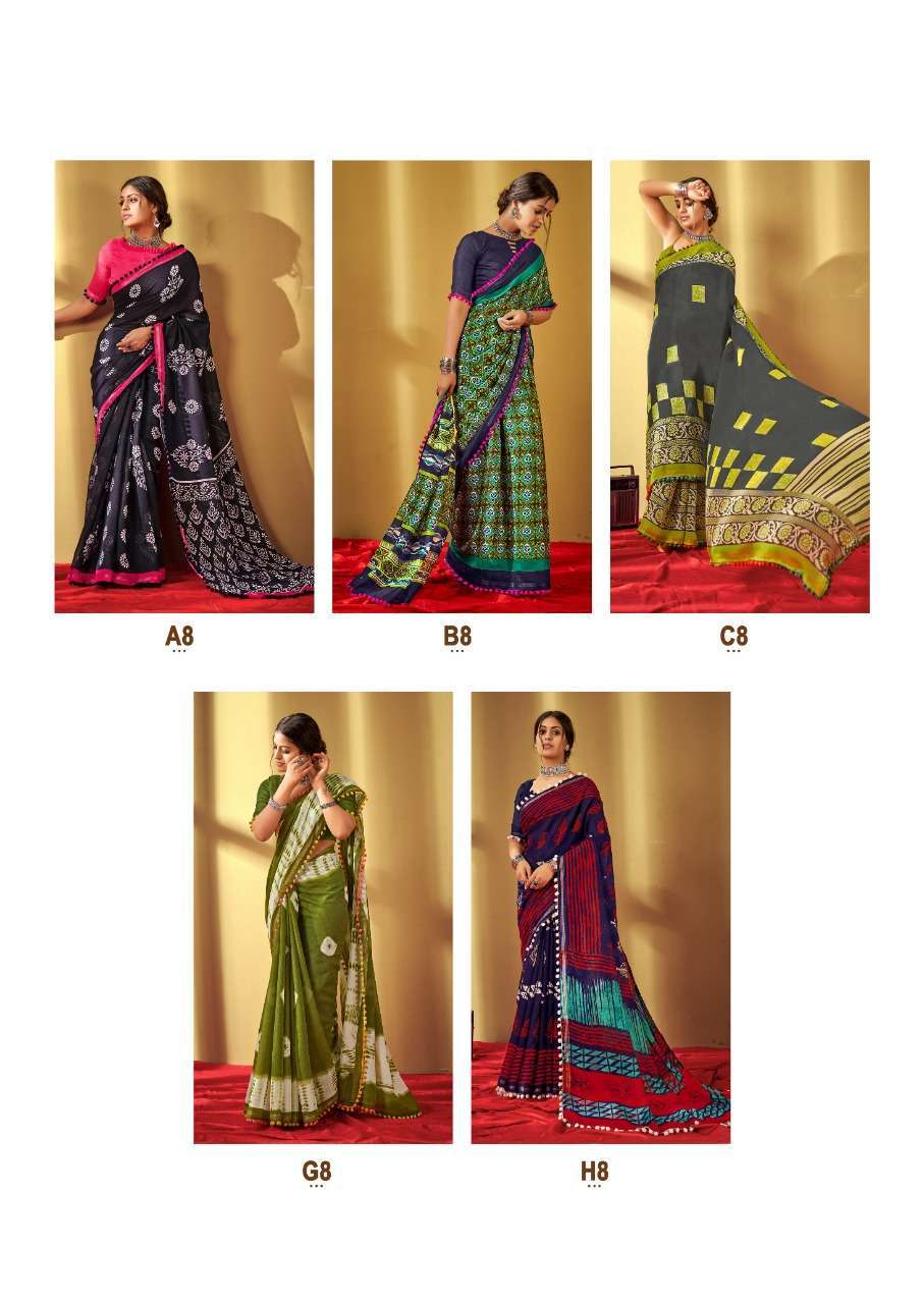 Sr Saree Pum Pum VOl 8 Mul Mul Cotton With Fancy Print Saree Collection