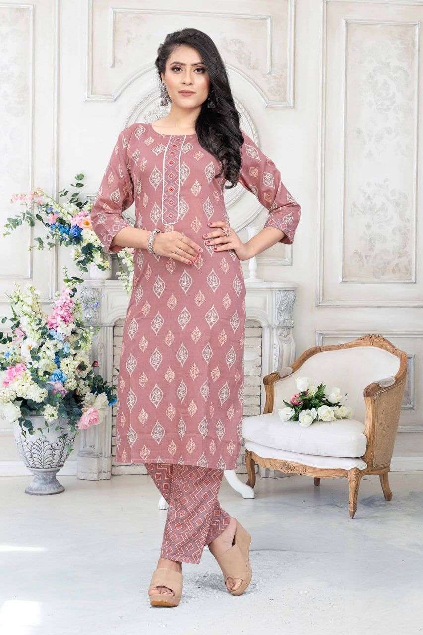 Cotton With Simple Embroidery work Kurti with bottom Collection at ...