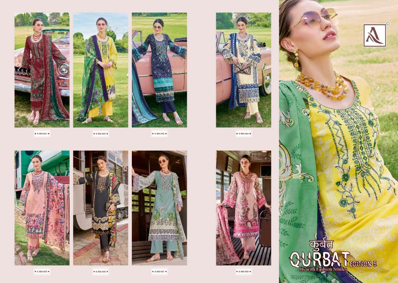 Alok Suits Qurbat vol 5 Cambric Cotton With fancy Work Salwar Kameez ...