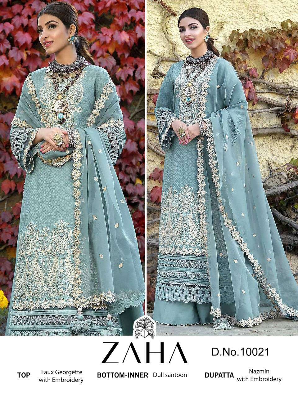 Zaha Georgette With fancy Embroidery Work pakistani suit collection at ...