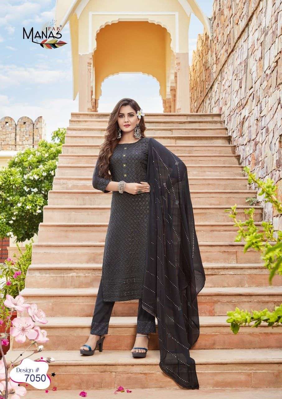 Manas Fabs Schiffli vol 9 Rayon with Handwork Readymade suits ...