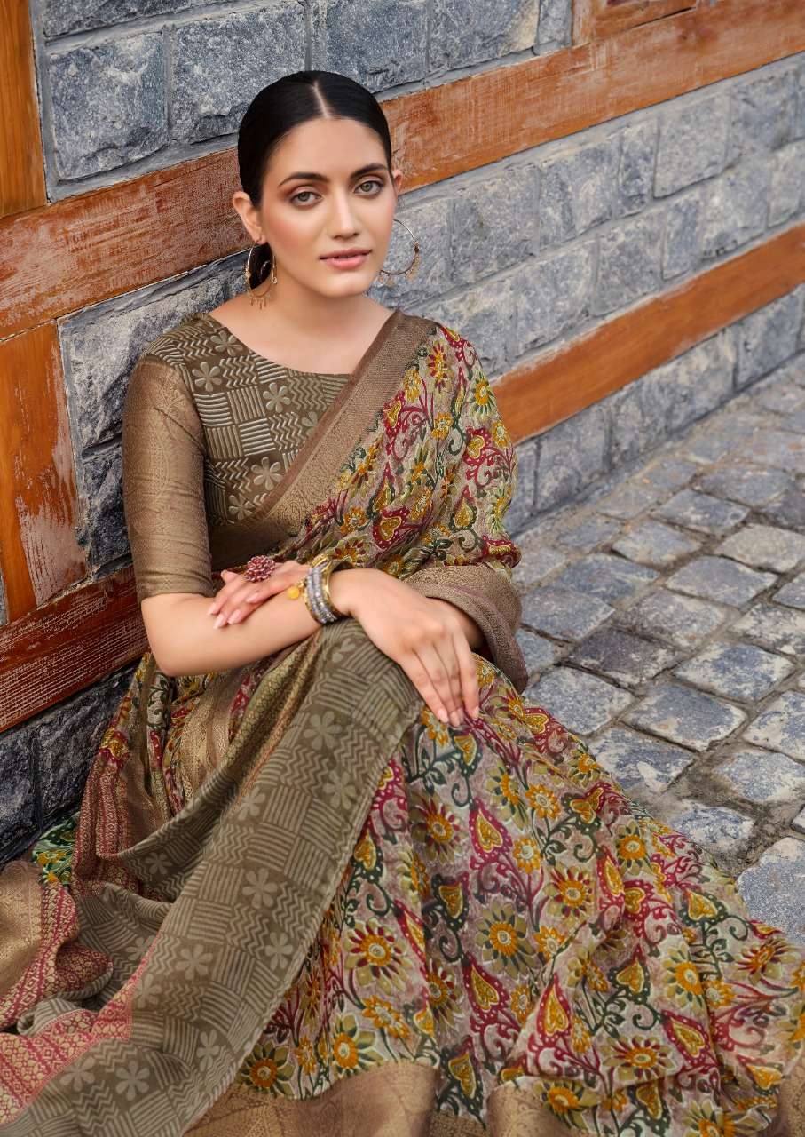 Sr Sarees The Meera Linen With fancy Printed Regular Wear Saree ...