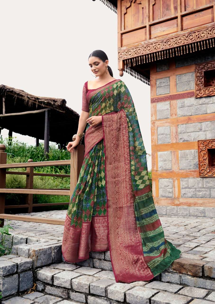 Sr Sarees The Meera Linen With fancy Printed Regular Wear Saree ...