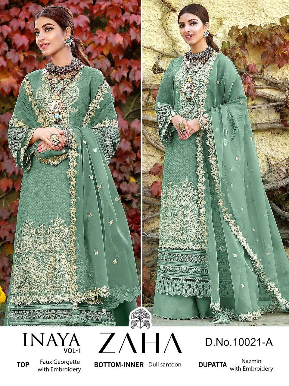 Zaha Inaya vol 1 Georgette with Embroidery work Pakistani suits ...