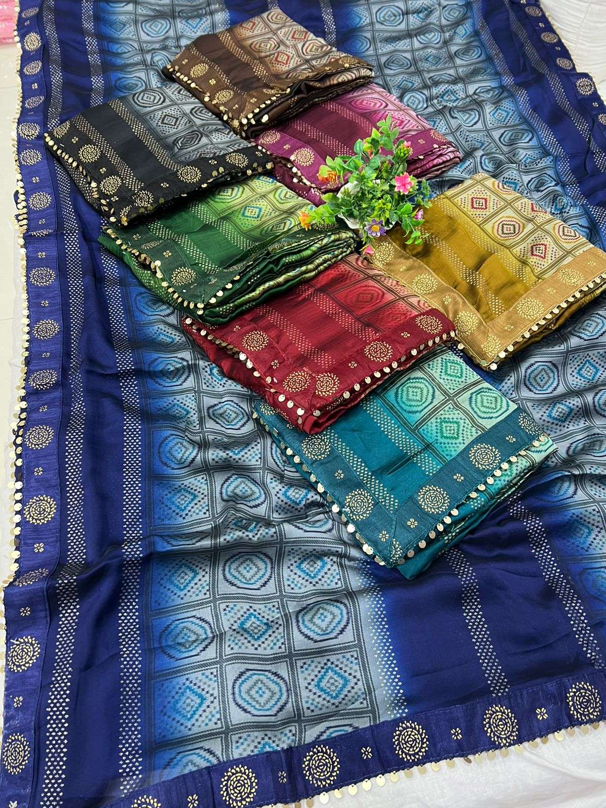Rangoli silk with printed & sequence work Border Saree collection at ...