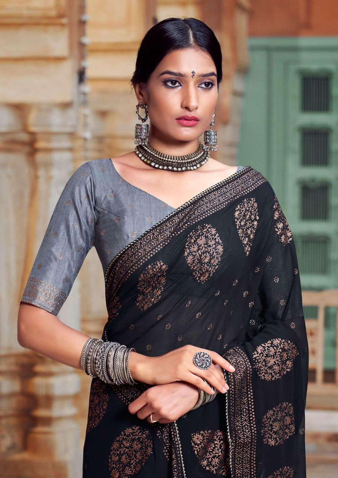 Lt fabrics Kashvi Creation Nadia Georgette with fancy work Saree ...