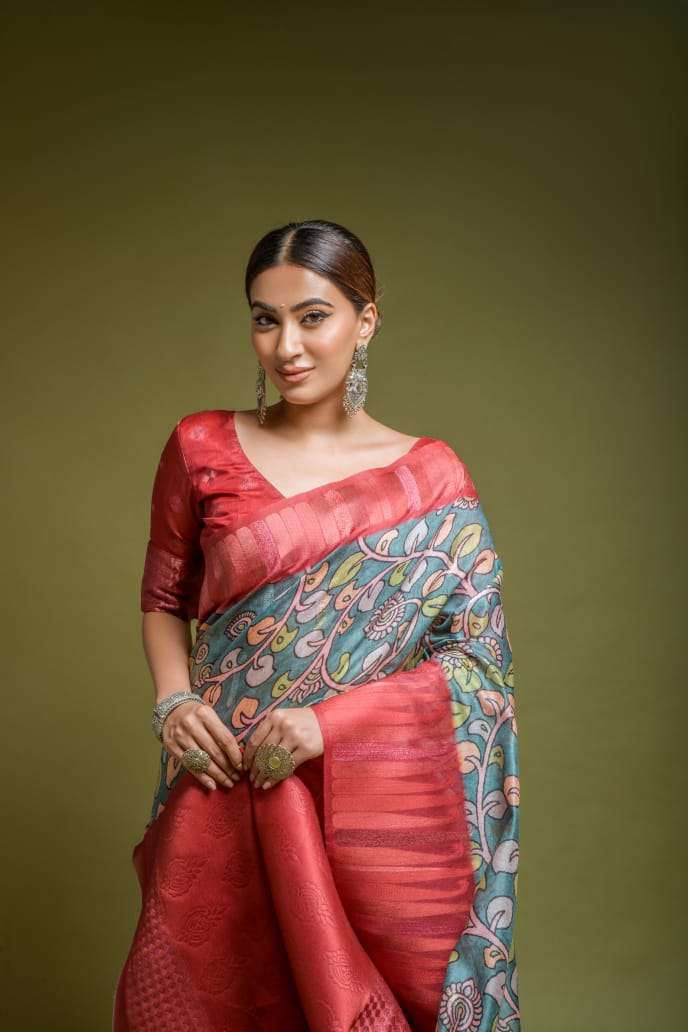 Rajpath Neelkanth Silk with Kalamkari Printed Saree collection