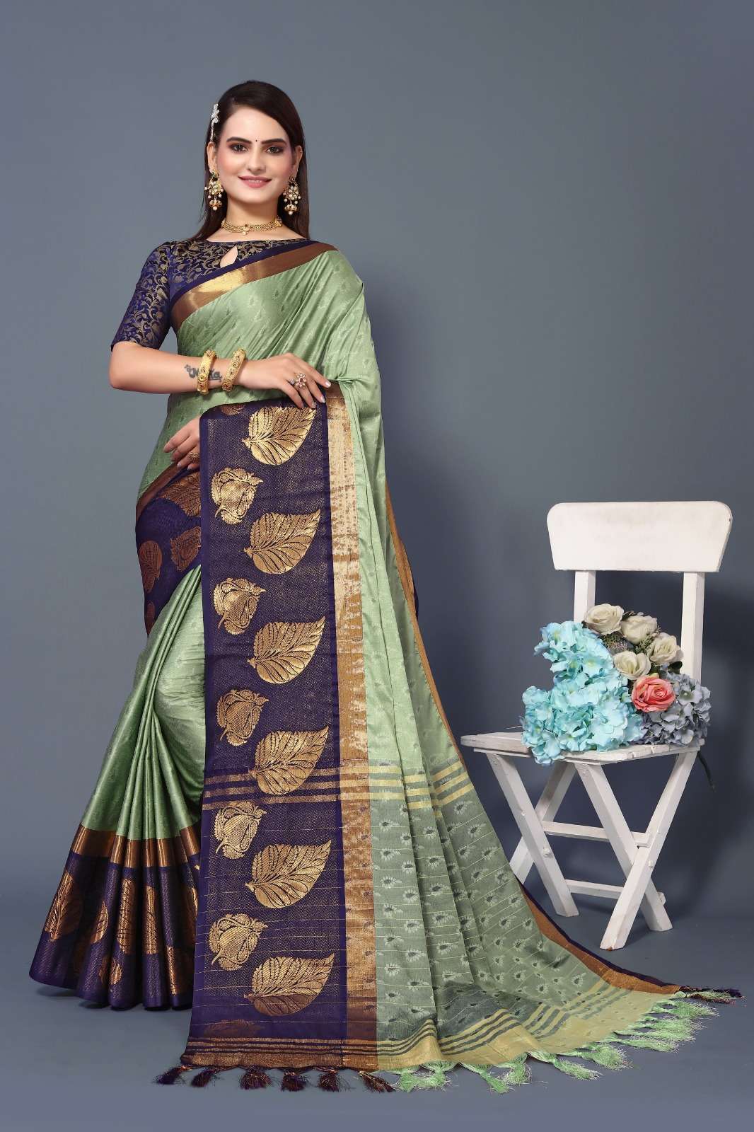 Samantha silk with weaving border festival wear saree collection