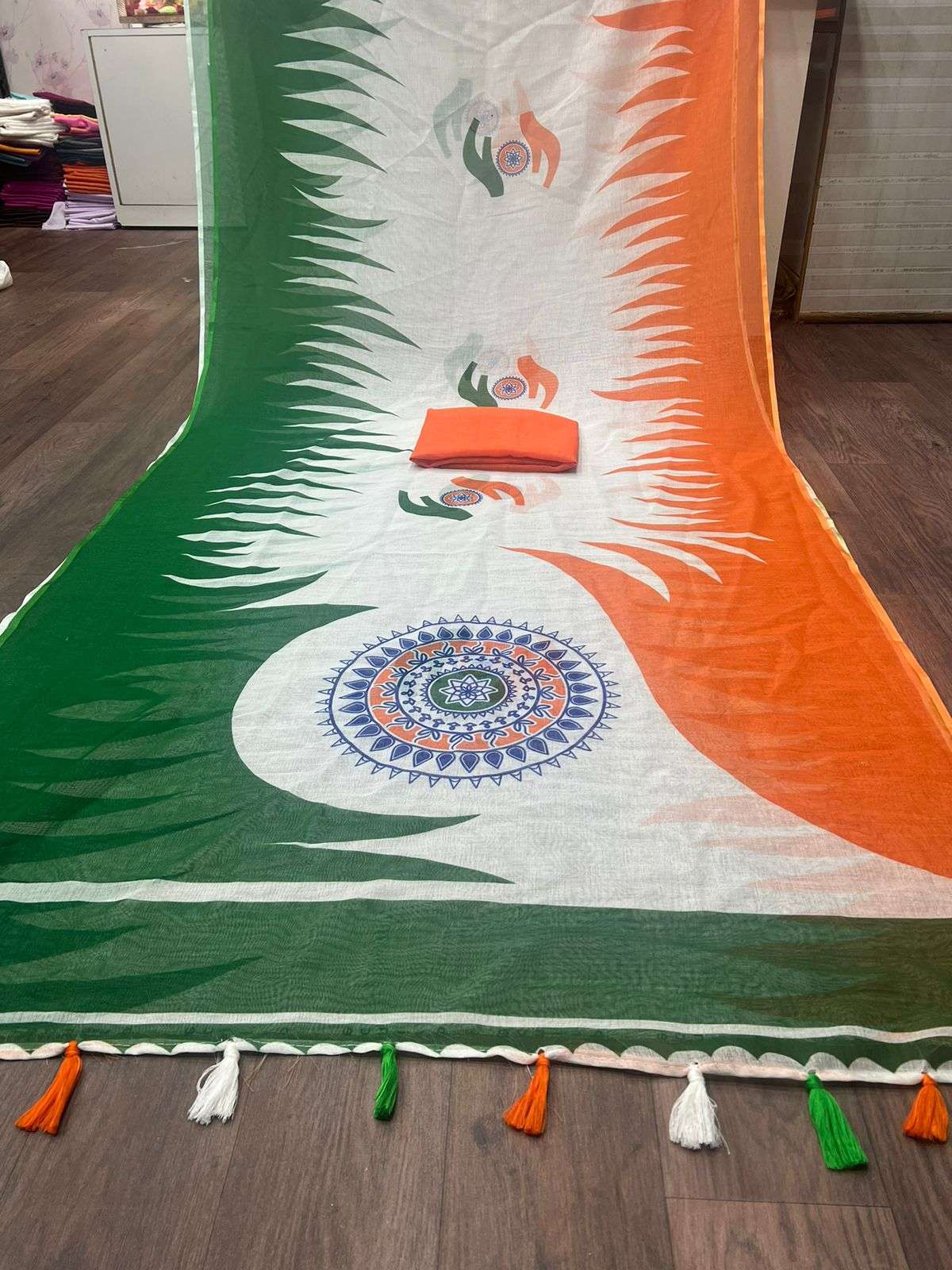 Independence day Special Linen with Ahok Chakra Design Saree collection