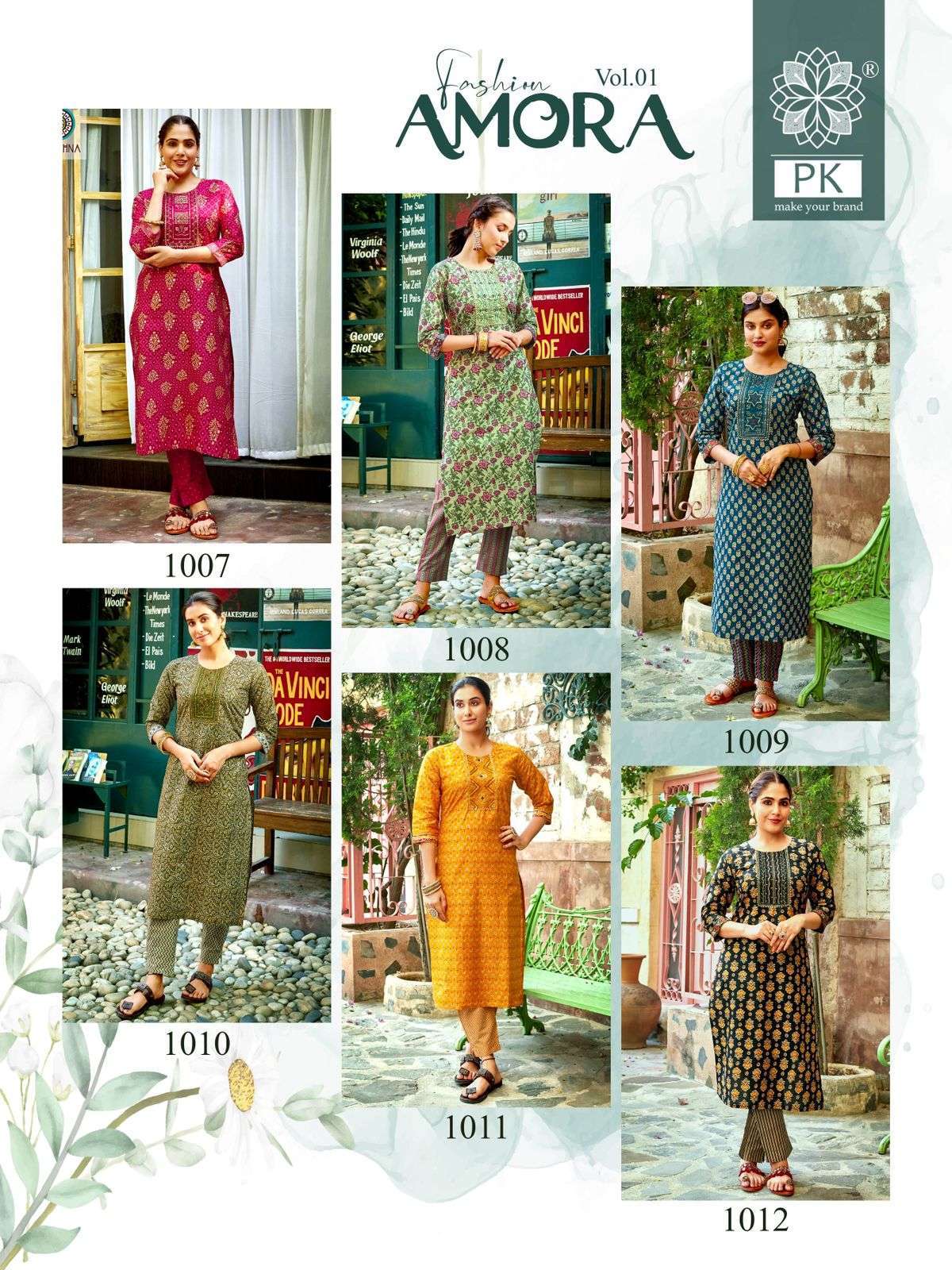 PK Fashion Amora Vol 1 Cotton with Hand embroidery work Readymade kurti ...