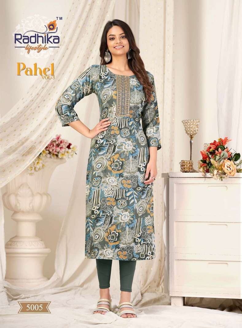 Radhika Lifestyle Pahel vol 5 Cotton with printed Regular wear kurti ...
