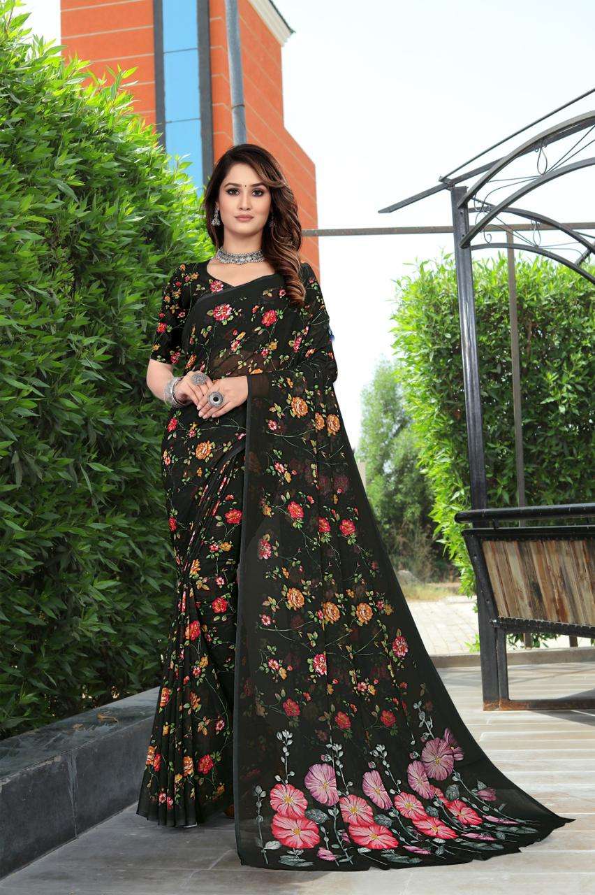 Resham georgette with Flower Printed Regular wear saree collection at ...