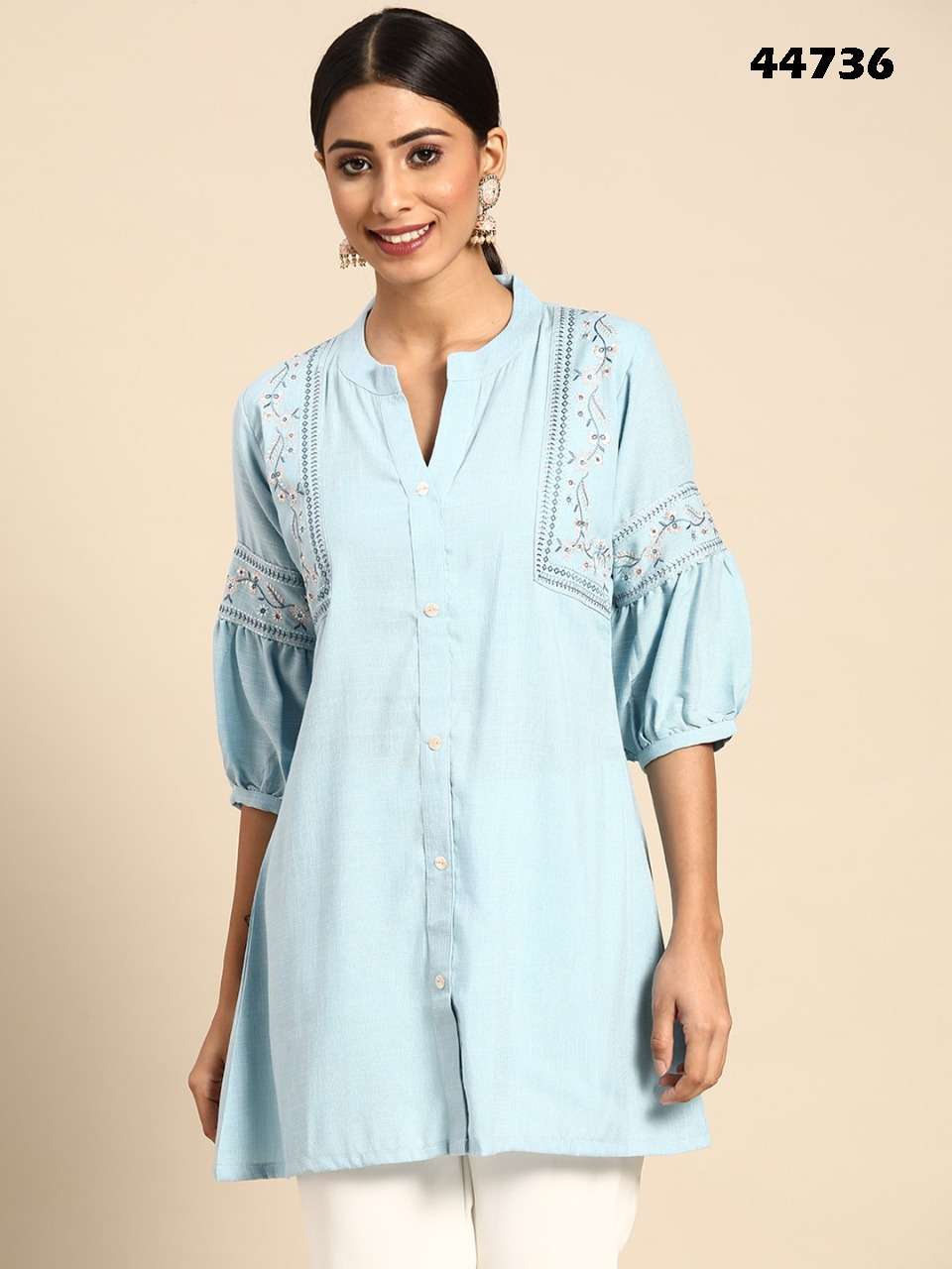 Zeny Rayon with fancy work Short Kurti collection at best rate