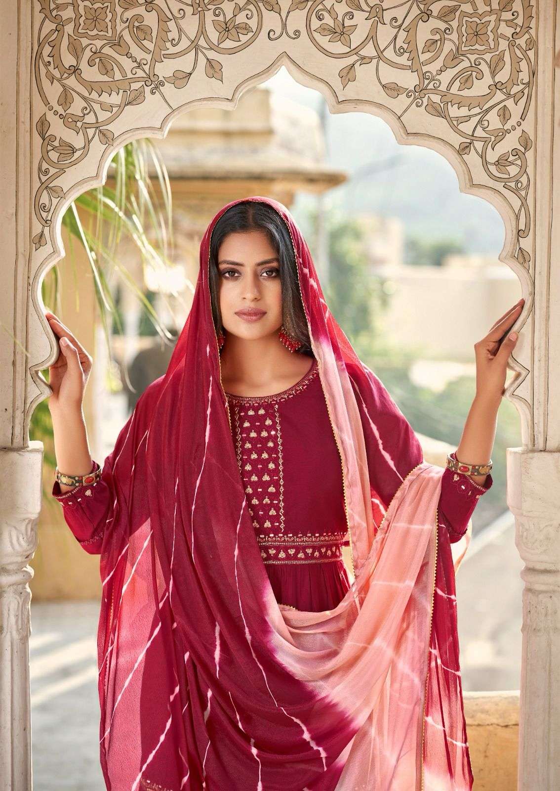 Ladies Flavour Rangat Chanderi Silk with Embridery Handwork readymade ...