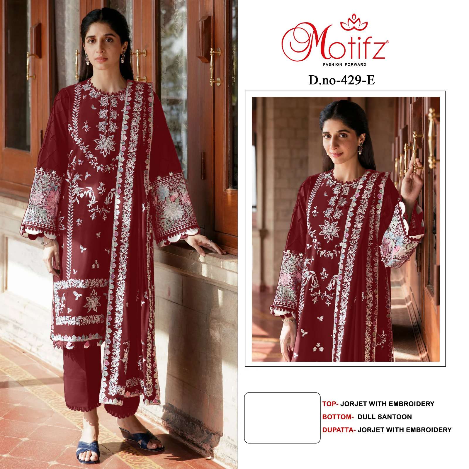 MOTIFZ 429 Georgette with embroidery work pakistani salwar kameez ...