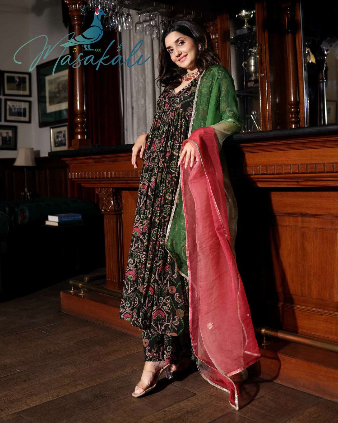 MASAKALI VOL 4 MASLIN SILK WITH DIGITAL PRINTED LONG GOWN WITH DUPATTA ...