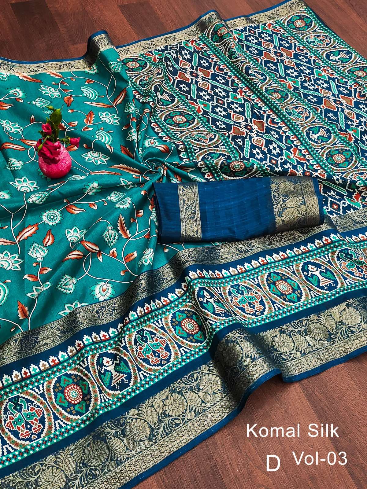 mukunda vol 8 kalamkari printed dola silk with regular wear saree ...
