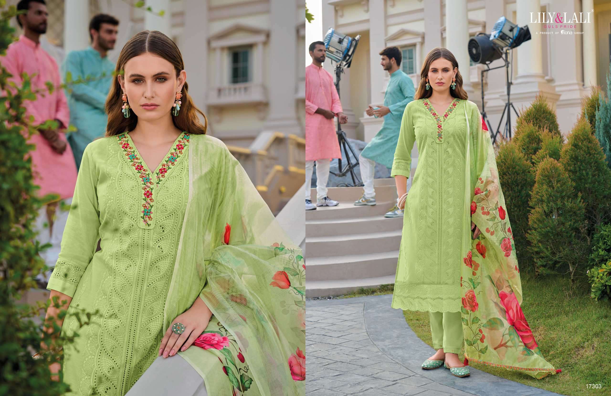 Lily And Lali Rozan Premium DESIGNER CHANDERI SILK WITH READYMADE SUITS ...