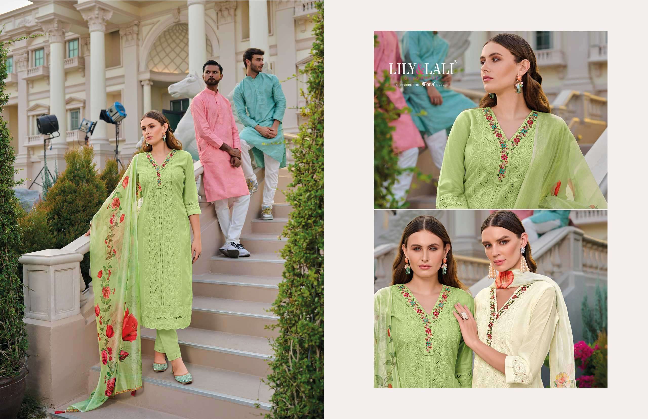 Lily And Lali Rozan Premium DESIGNER CHANDERI SILK WITH READYMADE SUITS ...