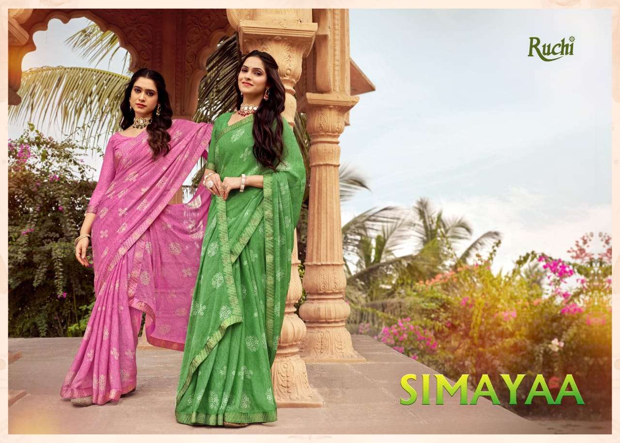 RUCHI SIMAYA VOL 23 CHIFFON WITH FANCY REGULAR WEAR SAREE WHOLESALER