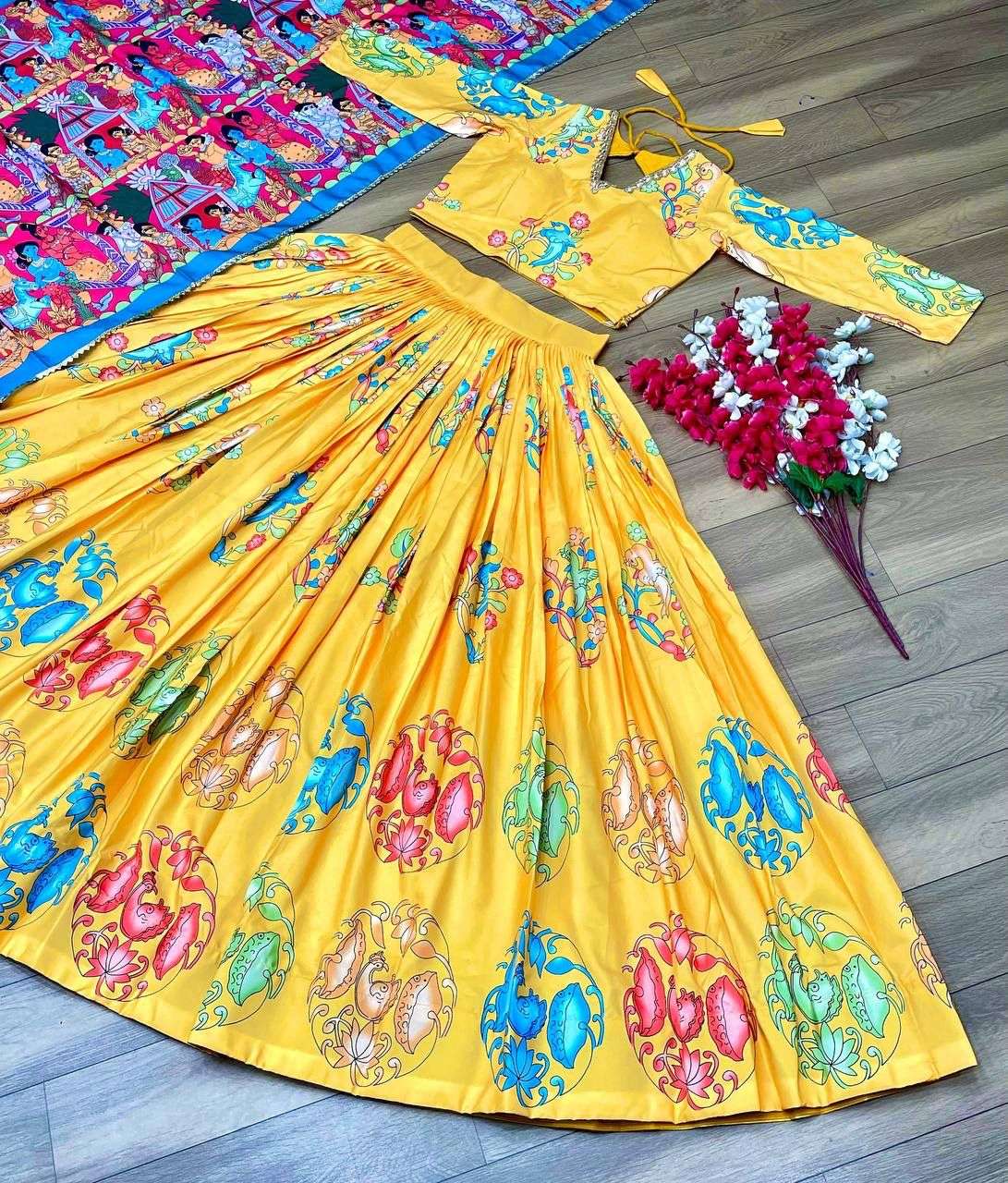 KALAMKARI PRINTED CREAP FABRIC FESTIVAL SPECIAL LEHNEGA CHOLI (1)