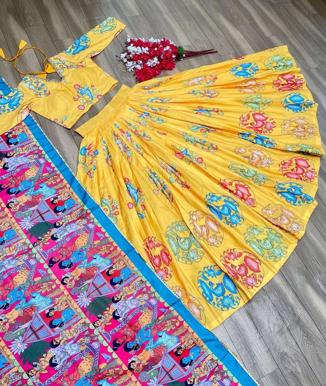 KALAMKARI PRINTED CREAP FABRIC FESTIVAL SPECIAL LEHNEGA CHOLI (1)