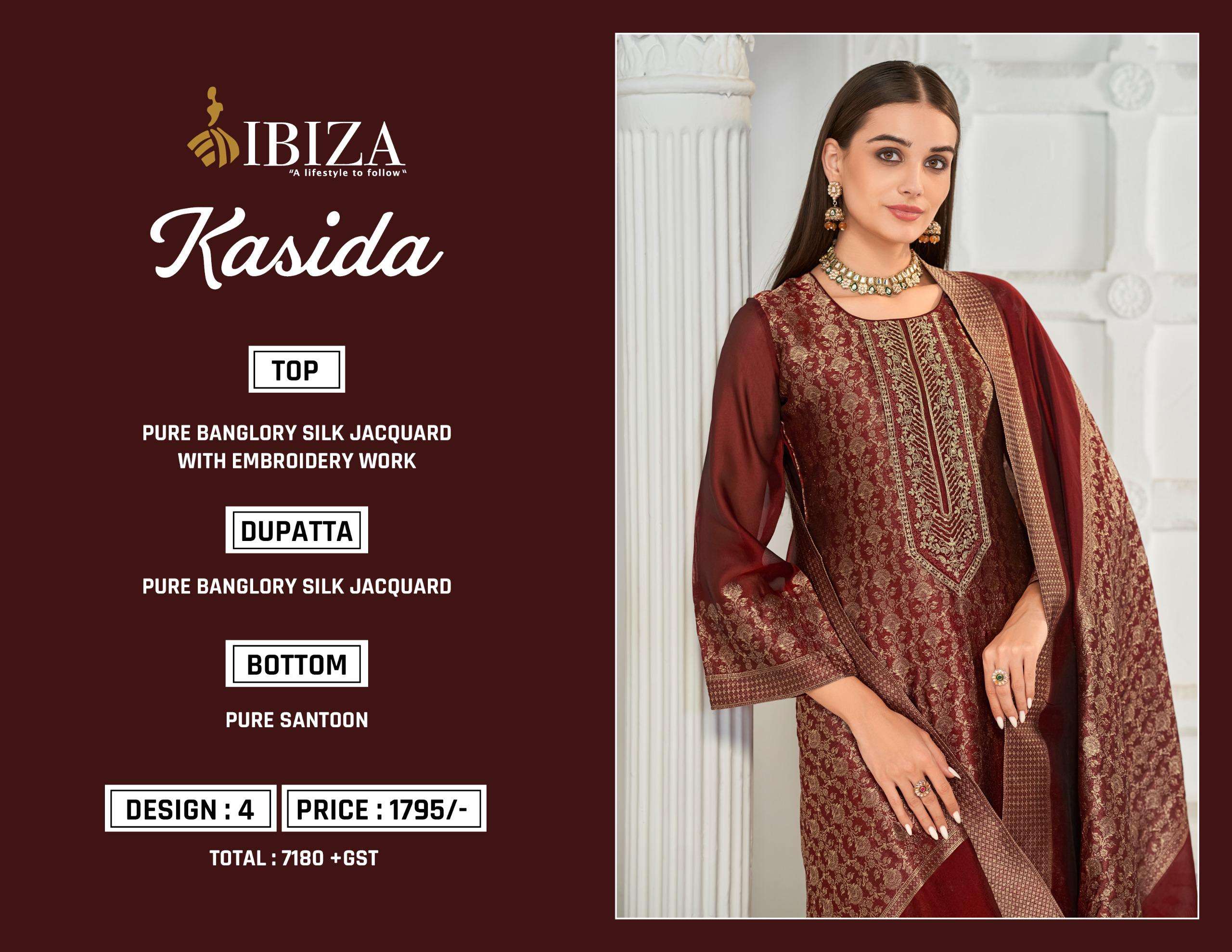 IBIZA KASIDA BANGLORY SILK PARTY WEAR SUIT MATERIAL WHOLESALE PRICE