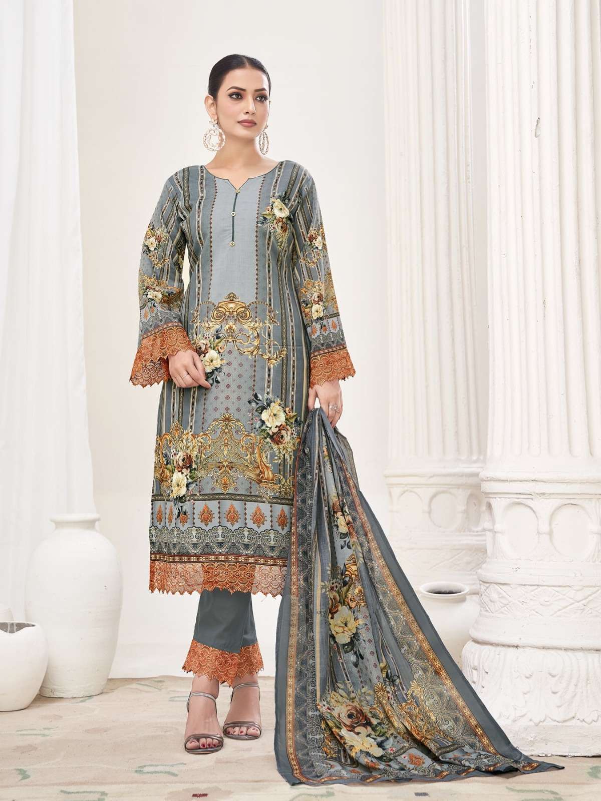 RAHI RAHABA VOL-1 PAKISTANI GIZA LAWN DIGITAL SUIT MATERIAL DEALER IN SURAT