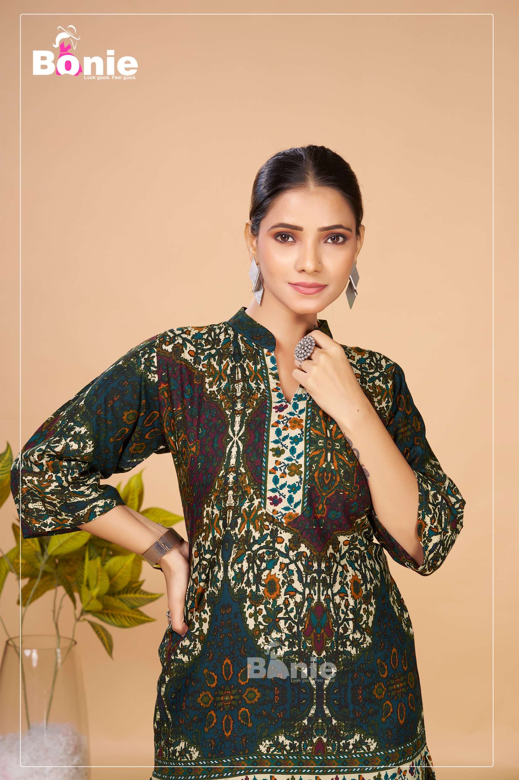 BONIE KEEVA JAIPUR PRINT RAYON CORD SET FOR WOMEN WHOLESALE