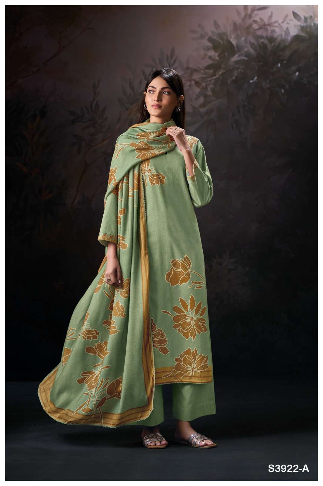 GANGA EKISHA 3922 PREMIUM CORDUROY PRINTED UNSTITCH SALWAR RETAILER ...
