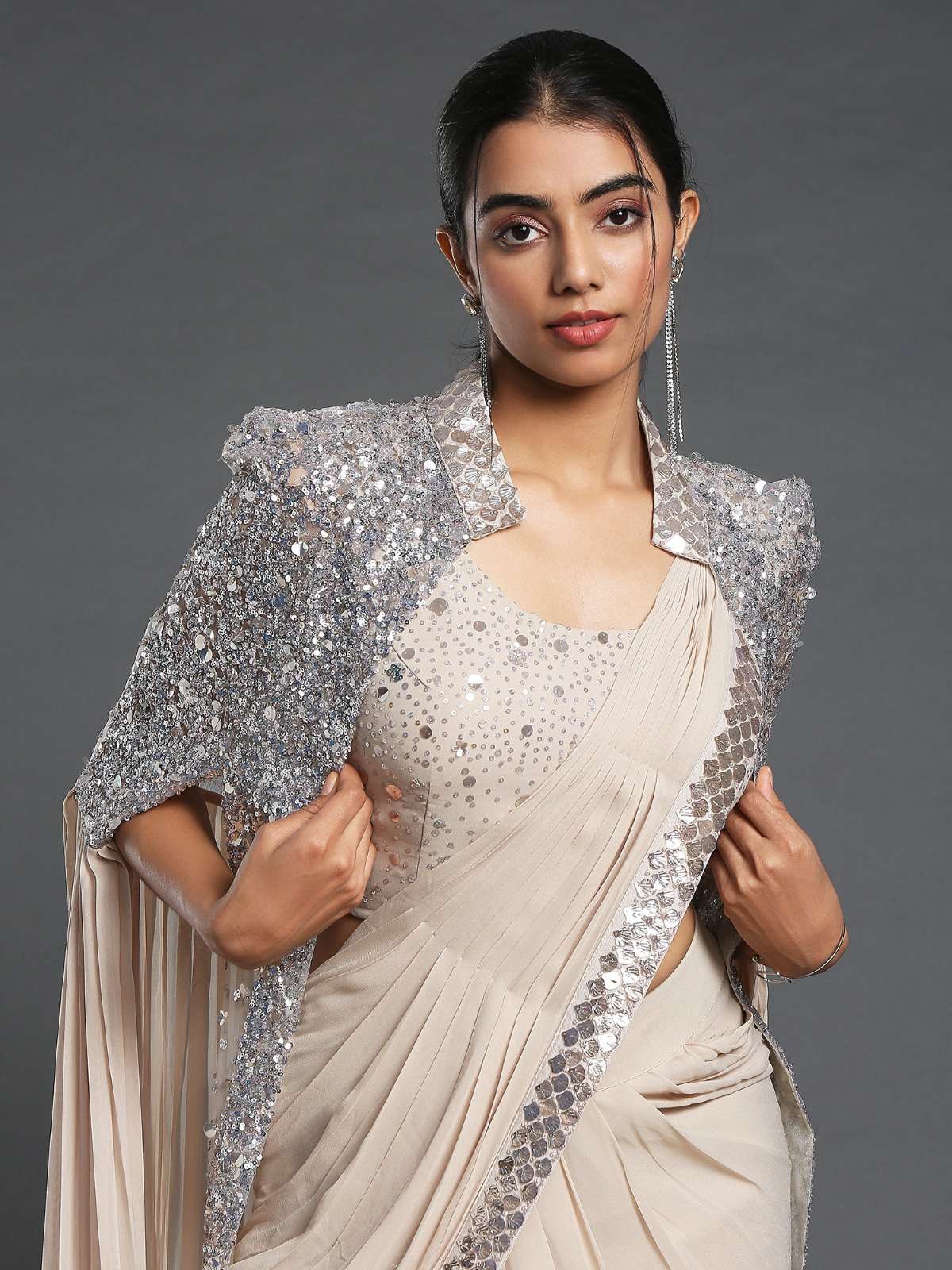 KT 310 HEAVY GEORGETTE FENCY SEQUNCE WORK WITH BEAUTIFUL FRILL READY TO ...